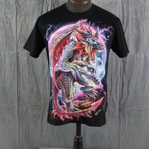 Retro Graphic T-Shirt - Neon Pink Dragon Graphic Rock Chang - Men's M (NWT)
